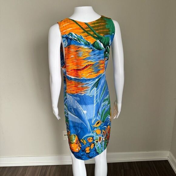 Y2K Tropical Fish Dolphin Hawaiian Beach Lua Dress Swim Wear - Picture 4 of 8